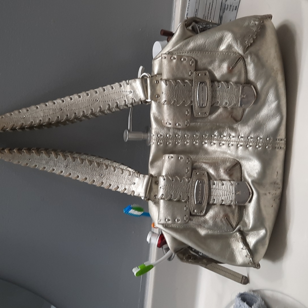 Michael Kors platinum metallic shoulder bag